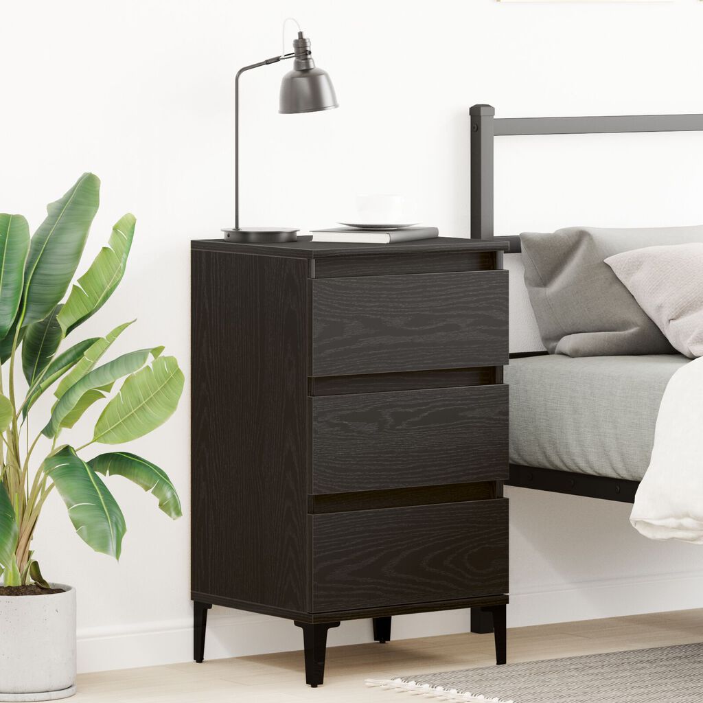 vidaXL Κομοδίνο Μαύρη Δρυς 40x35x70 εκ. Επεξεργασμένο ξύλο