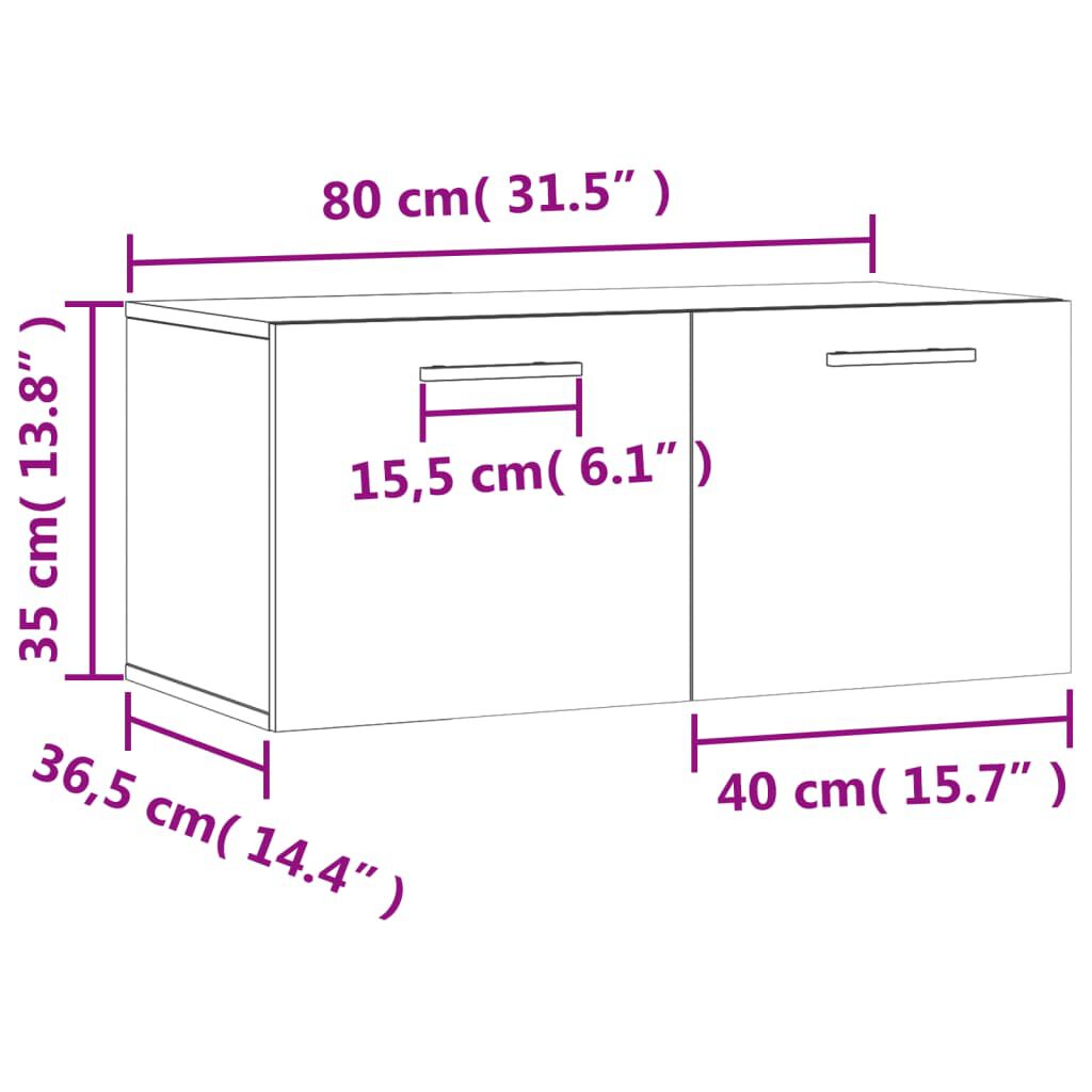 vidaXL Ντουλάπι Τοίχου Γκρι Σκυρ. 80x36,5x35 εκ. Επεξεργασμένο Ξύλο