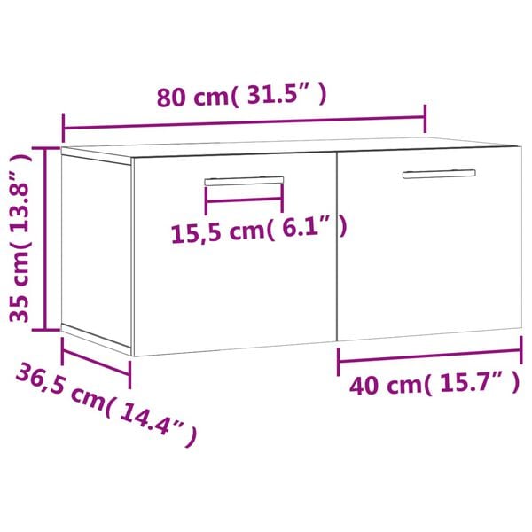 vidaXL Ντουλάπι Τοίχου Γκρι Σκυρ. 80x36,5x35 εκ. Επεξεργασμένο Ξύλο