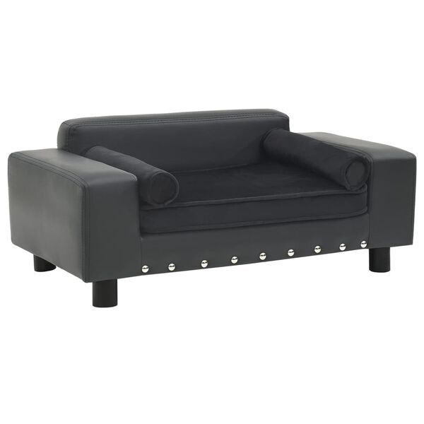 vidaXL Καναπές-Κρεβάτι Σκύλου Σκ. Γκρι 81x43x31εκ. Βελουτέ/Συνθ. Δέρμα