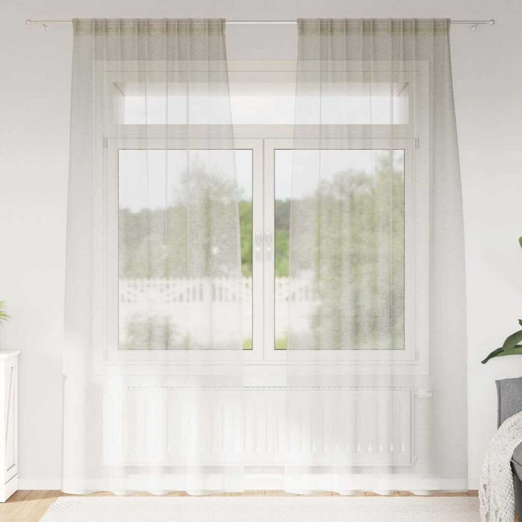 vidaXL Κουρτίνες με κουρτίνες 2 pcs Κρεμ Πολυεστέρας