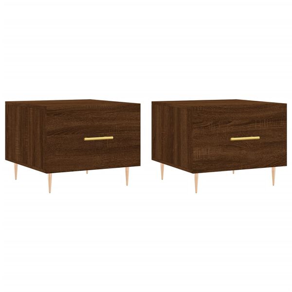 vidaXL Τραπεζάκια Σαλονιού 2 τεμ Brown Oak 50x50x40 εκ Επεξ. Ξύλο