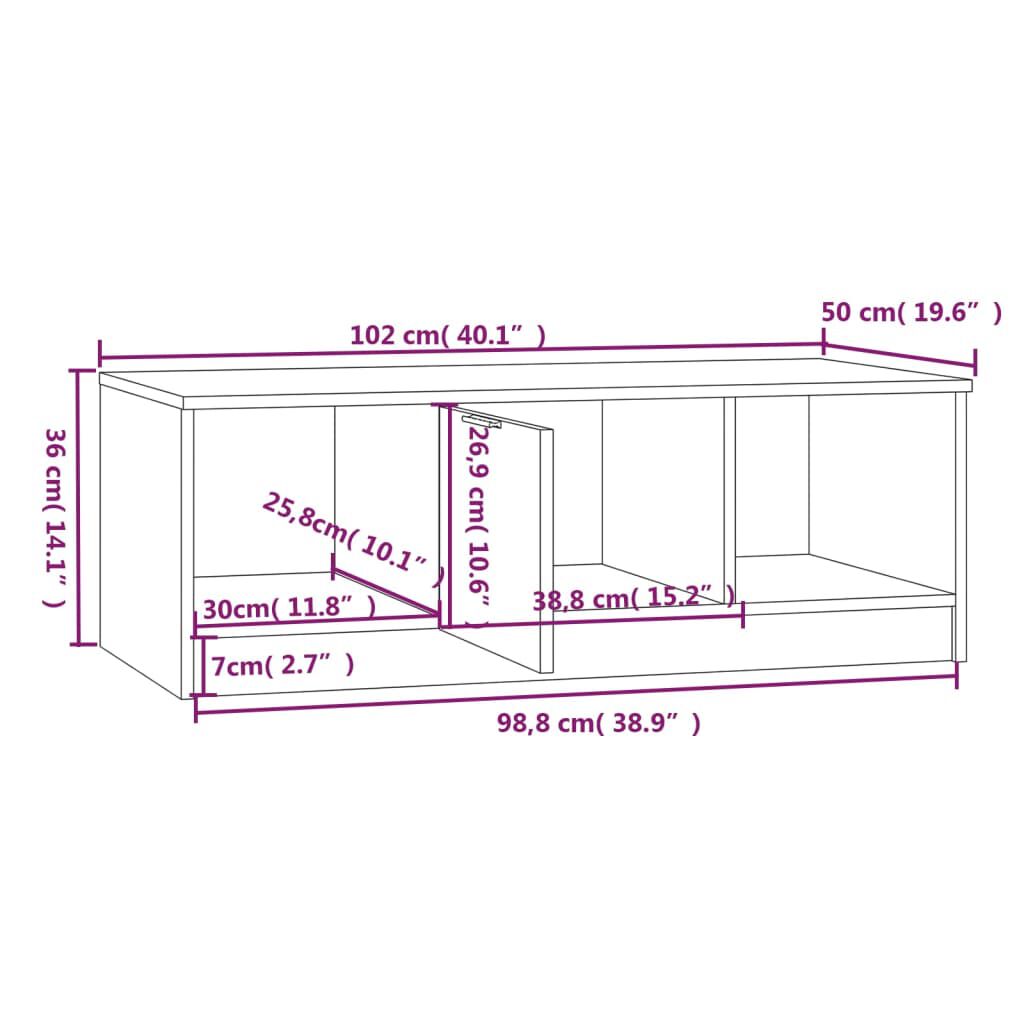 vidaXL Τραπεζάκι Σαλονιού Λευκό & Sonoma Δρυς 102x50x36 εκ. Επεξ. Ξύλο