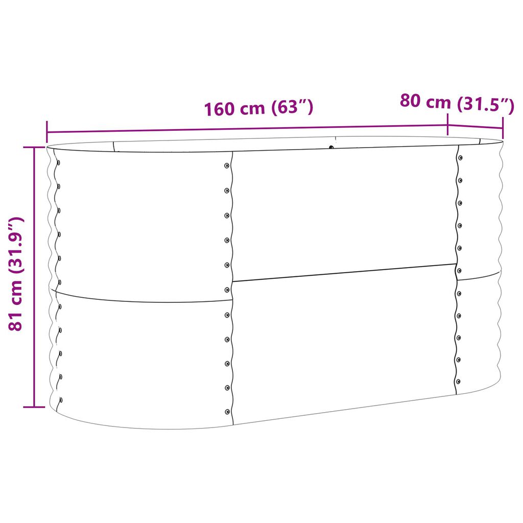 vidaXL Υψωμένο Κρεβάτι Κήπου Πράσινο 160x80x81 εκ. Από Γαλβανισμένο Χάλυβα