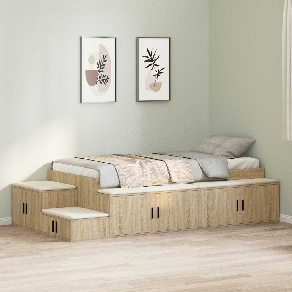 vidaXL Κρεβάτι Αποθήκευσης Οξιά Σονομα 100x200 cm