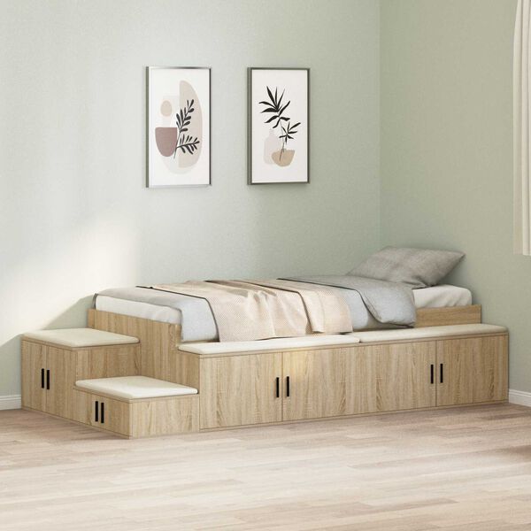 vidaXL Κρεβάτι Αποθήκευσης Οξιά Σονομα 100x200 cm