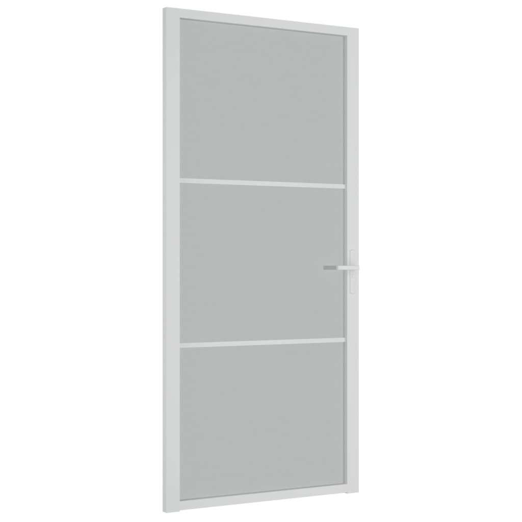 vidaXL Εσωτερική Πόρτα 93x201,5 εκ. Λευκό Ματ Γυαλί και Αλουμίνιο