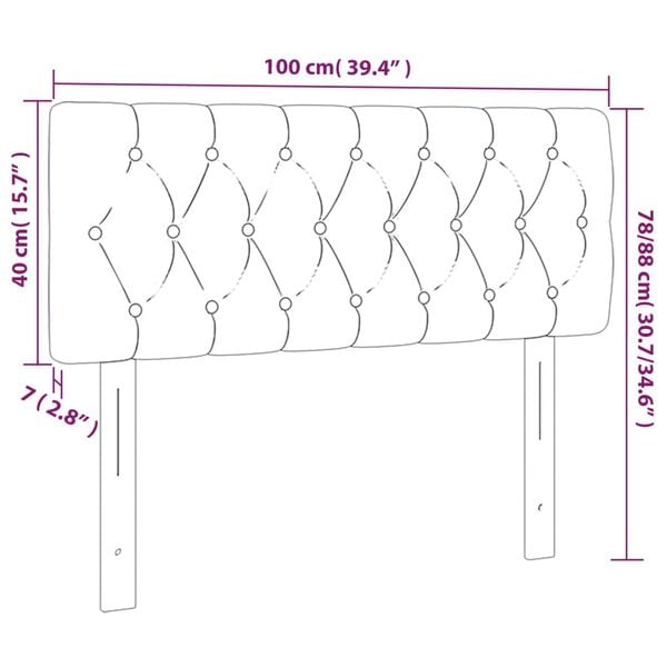 vidaXL Κεφαλάρι Κρεβατιού LED Μαύρο 100x7x78/88 εκ. Βελούδινο