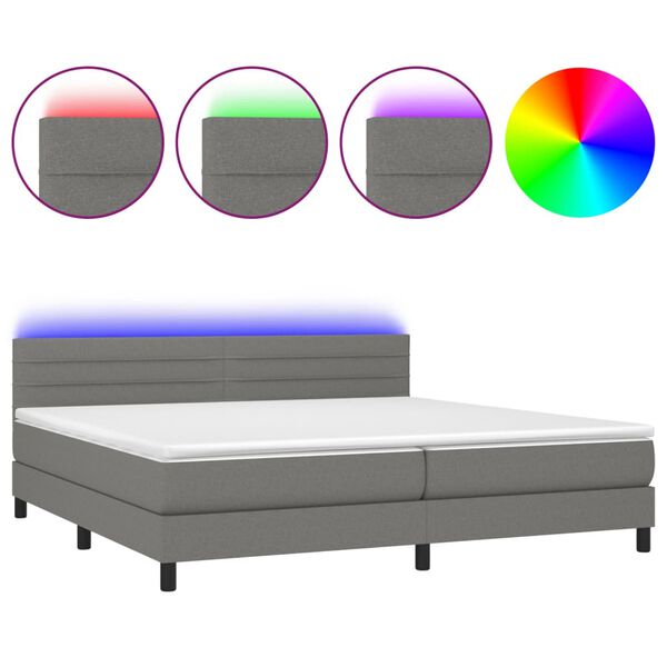 vidaXL &Kappa;&rho;&epsilon;&beta;ά&tau;&iota; Boxspring &mu;&epsilon; &Sigma;&tau;&rho;ώ&mu;&alpha; & LED &Sigma;&kappa;.&Gamma;&kappa;&rho;&iota; 200x200&epsilon;&kappa;. &Upsilon;&phi;&alpha;&sigma;&mu;ά&tau;&iota;&nu;&omicron;