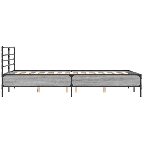 vidaXL Πλαίσιο Κρεβατιού Γκρι Sonoma 140x190 εκ. Επεξ. Ξύλο & Μέταλλο