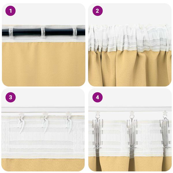 vidaXL Κουρτίνες με κουρτίνες 2 pcs Μπεζ 260 x 140 εκ. Πολυεστέρας