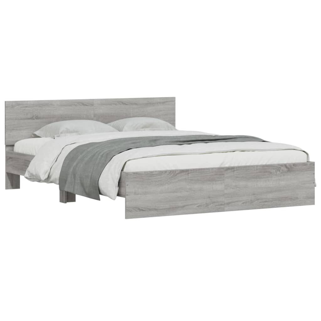 vidaXL Πλαίσιο Κρεβατιού με Κεφαλάρι Γκρι Sonoma 140x200 εκ.