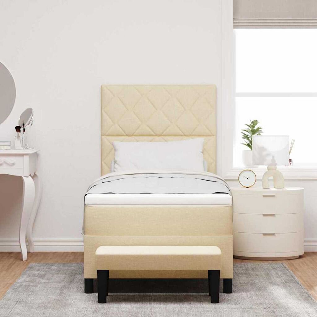 vidaXL Κρεβάτι με ελατήρια με στρώμα Κρεμ 90 x 190 cm ύφασμα