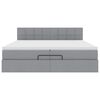 vidaXL Οθωμανικό κρεβάτι με στρώματα & LEDs Ανοιχτό γκρι ύφασμα