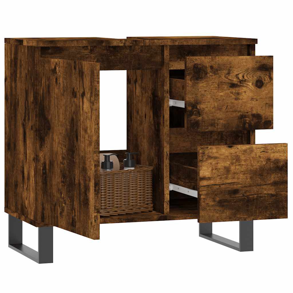 vidaXL Ντουλάπι Μπάνιου Καπνιστή Δρυς 65x33x60 εκ. Επεξεργασμένο Ξύλο