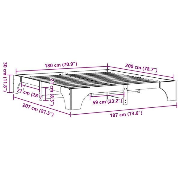 vidaXL Κρεβάτι Λευκό Ξύλο 180 x 200 εκ. Κρεβάτι Ορθογώνιο Μοντέρνο