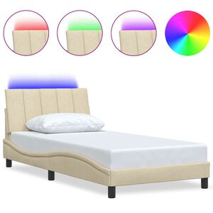 vidaXL Σκελετός Κρεβατιού Χωρίς Στρώμα Hanko Κρεμ 100 x 200 εκ. Υφασμάτινο