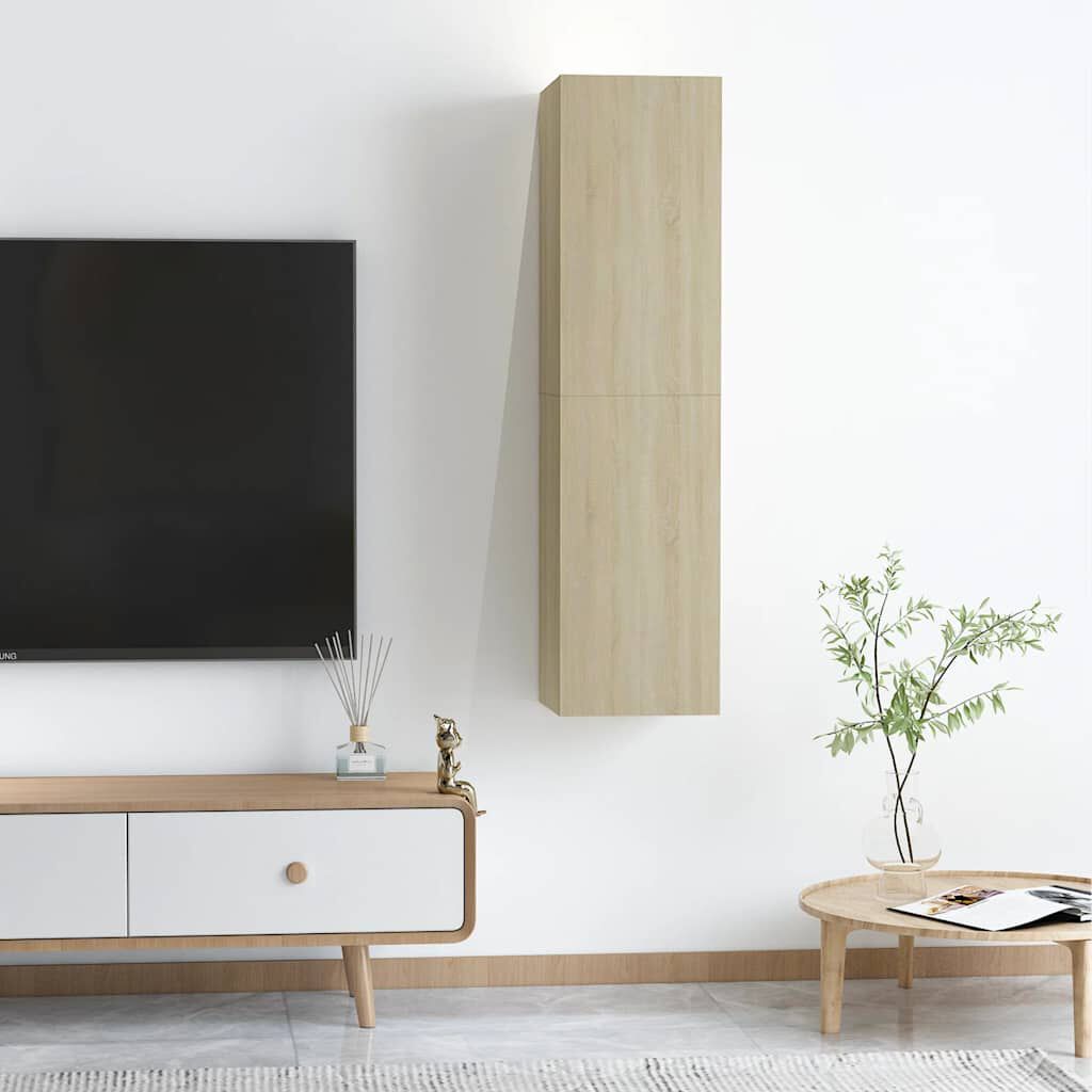 vidaXL Έπιπλα Τηλεόρασης 2 τεμ. Δρυς 30,5x30x60 εκ. από Επεξ. Ξύλο