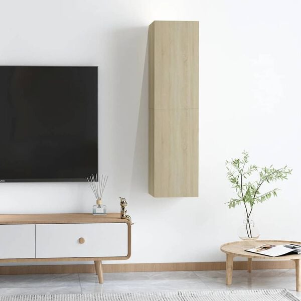 vidaXL Έπιπλα Τηλεόρασης 2 τεμ. Δρυς 30,5x30x60 εκ. από Επεξ. Ξύλο