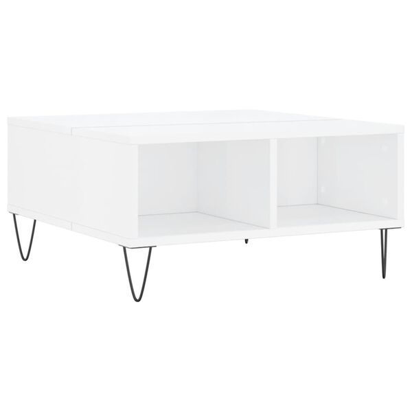 vidaXL Τραπεζάκι Σαλονιού Γυαλ. Λευκό 60x60x30 εκ. Επεξεργασμένο Ξύλο