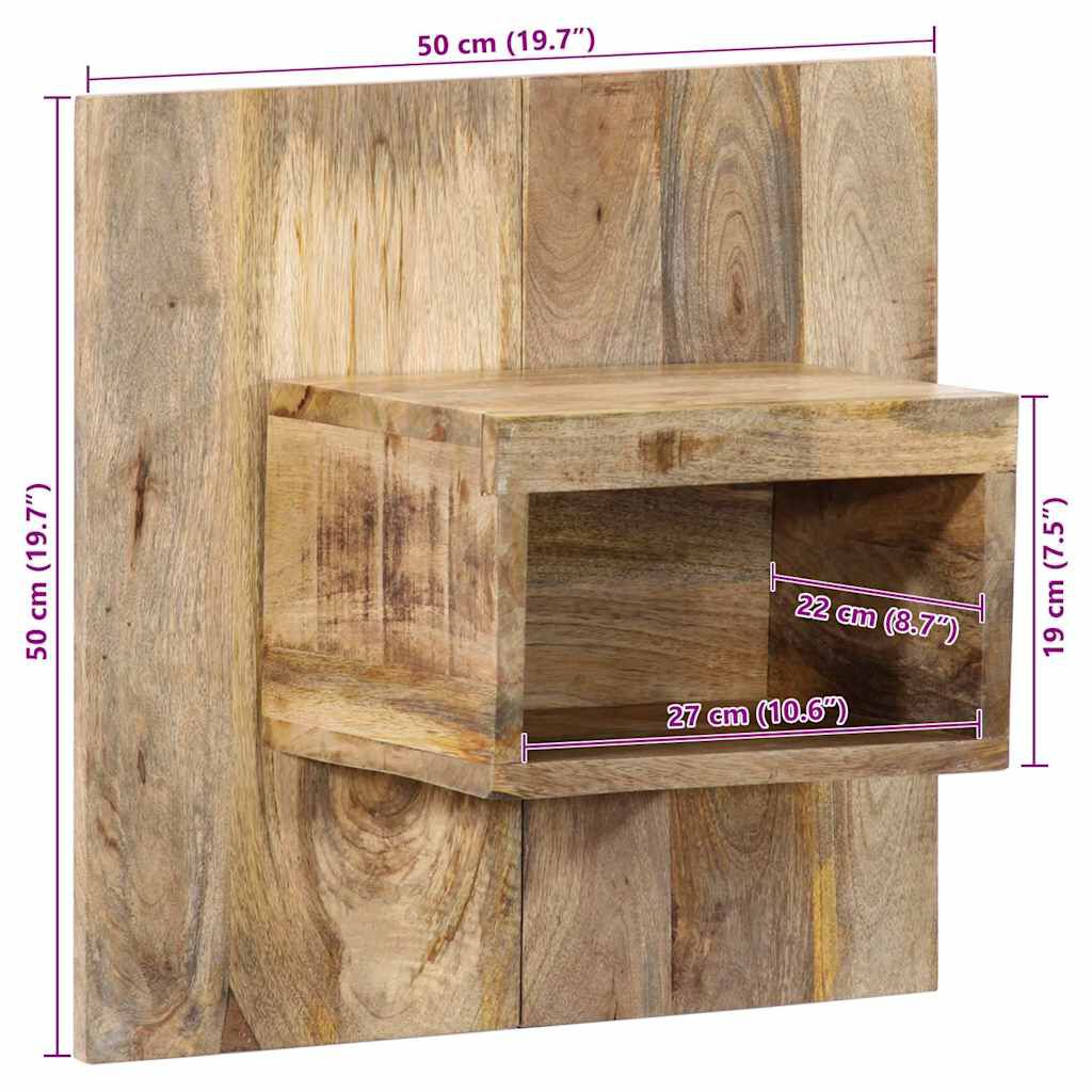 vidaXL Κομοδίνο 50x27x50 cm Στερεό ακατέργαστο ξύλο Μάνγκο