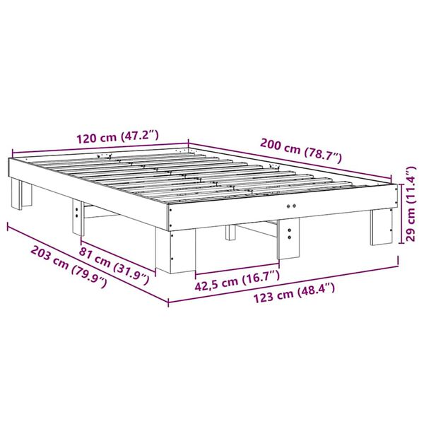 vidaXL Πλαίσιο κρεβατιού χωρίς στρώμα 120x200 cm μασίφ ξύλο δρυς