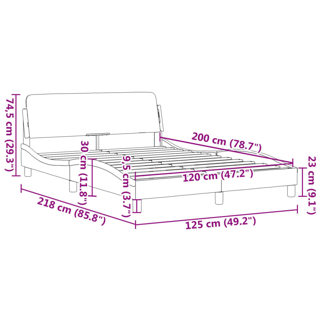 vidaXL Σκελετός Κρεβατιού Χωρίς Στρώμα Taupe 120x200 εκ. Υφασμάτινο