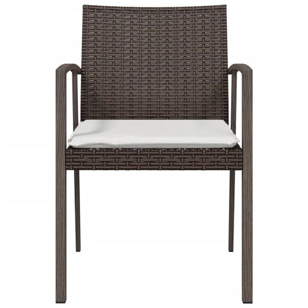 vidaXL Καρέκλες Κήπου 2 τεμ. Καφέ 56,5x57x83 εκ. Συνθ. Ρατάν&Μαξιλάρια