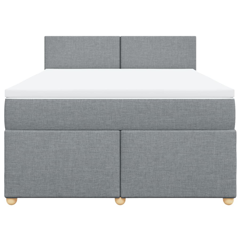 vidaXL Κρεβάτι Boxspring με Στρώμα Ανοιχτό Γκρι 140x200 εκ. Υφασμάτινο