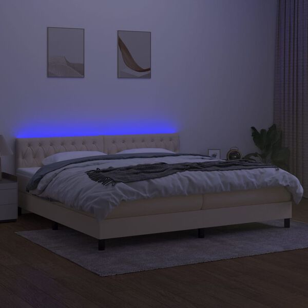 vidaXL &Kappa;&rho;&epsilon;&beta;ά&tau;&iota; Boxspring &mu;&epsilon; &Sigma;&tau;&rho;ώ&mu;&alpha; & LED &Kappa;&rho;&epsilon;&mu; 200x200 &epsilon;&kappa;. &Upsilon;&phi;&alpha;&sigma;&mu;ά&tau;&iota;&nu;&omicron;