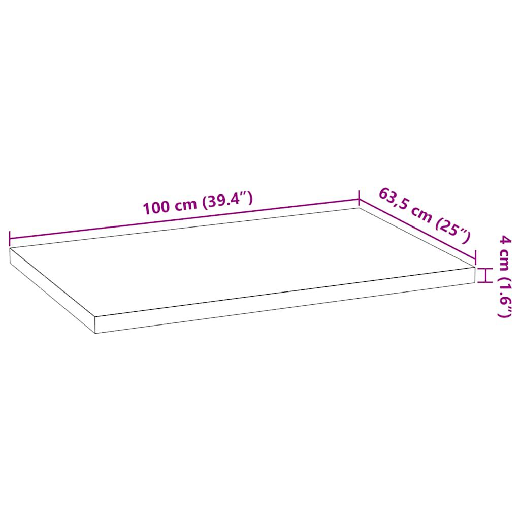 vidaXL πάγκος εργασίας κουζίνας 100x63,5x4 εκ. στερεό δρυς ορθογώνιο