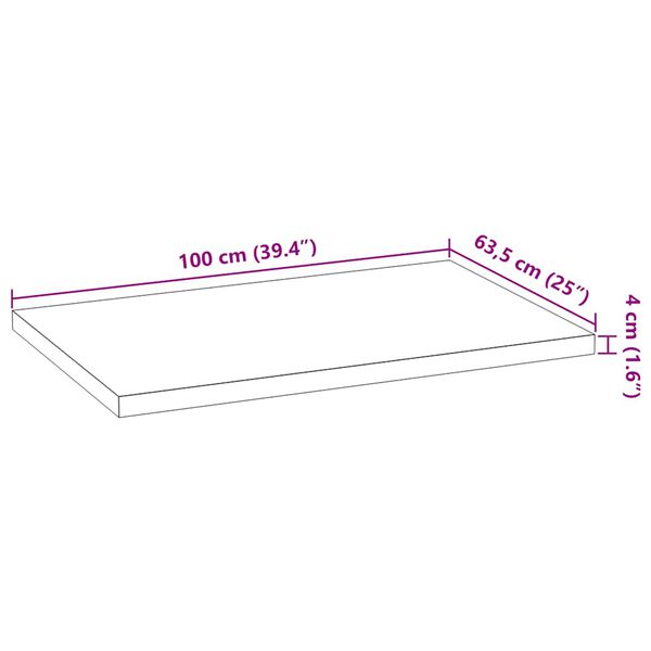 vidaXL πάγκος εργασίας κουζίνας 100x63,5x4 εκ. στερεό δρυς ορθογώνιο