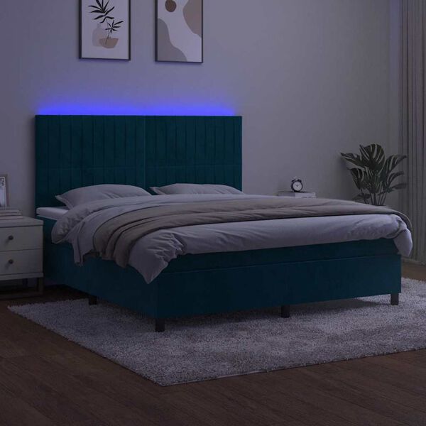 vidaXL &Kappa;&rho;&epsilon;&beta;ά&tau;&iota; Boxspring &mu;&epsilon; &Sigma;&tau;&rho;ώ&mu;&alpha; & LED &Sigma;&kappa;. &Mu;&pi;&lambda;&epsilon; 160x200&epsilon;&kappa;. &Beta;&epsilon;&lambda;&omicron;ύ&delta;&iota;&nu;&omicron;