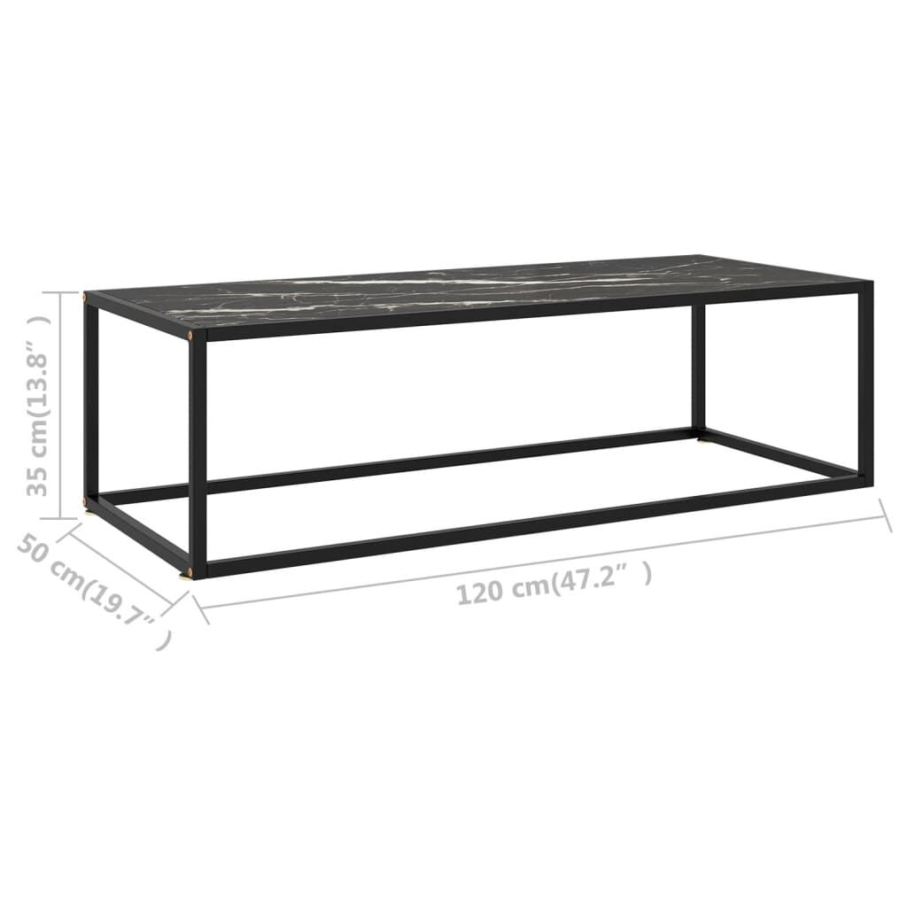 vidaXL Τραπεζάκι Σαλονιού Μαύρο 120x50x35 εκ. Μαύρο Γυαλί Όψη Μαρμάρου