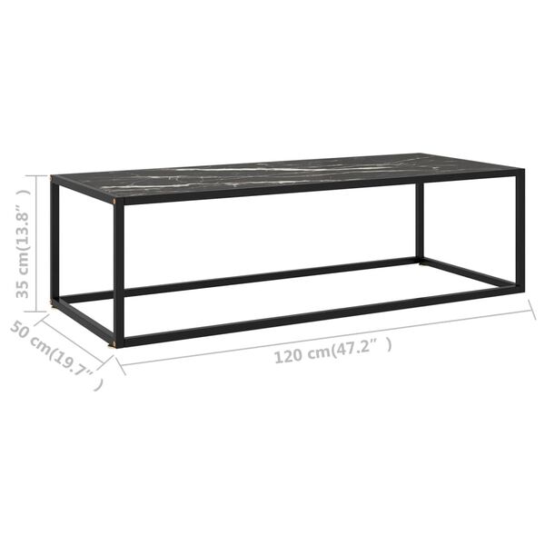 vidaXL Τραπεζάκι Σαλονιού Μαύρο 120x50x35 εκ. Μαύρο Γυαλί Όψη Μαρμάρου
