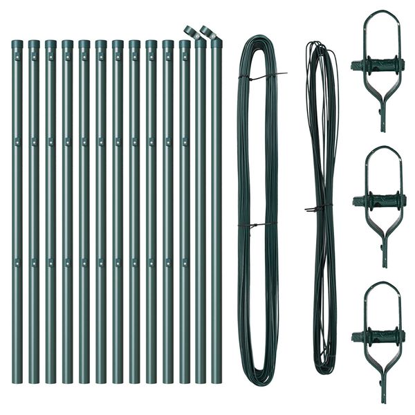 vidaXL Γκριζωποί Πόλοι Φράχτη 13 τεμάχια Ø32 mm 80 cm Γαλβανισμένος Χάλυβας