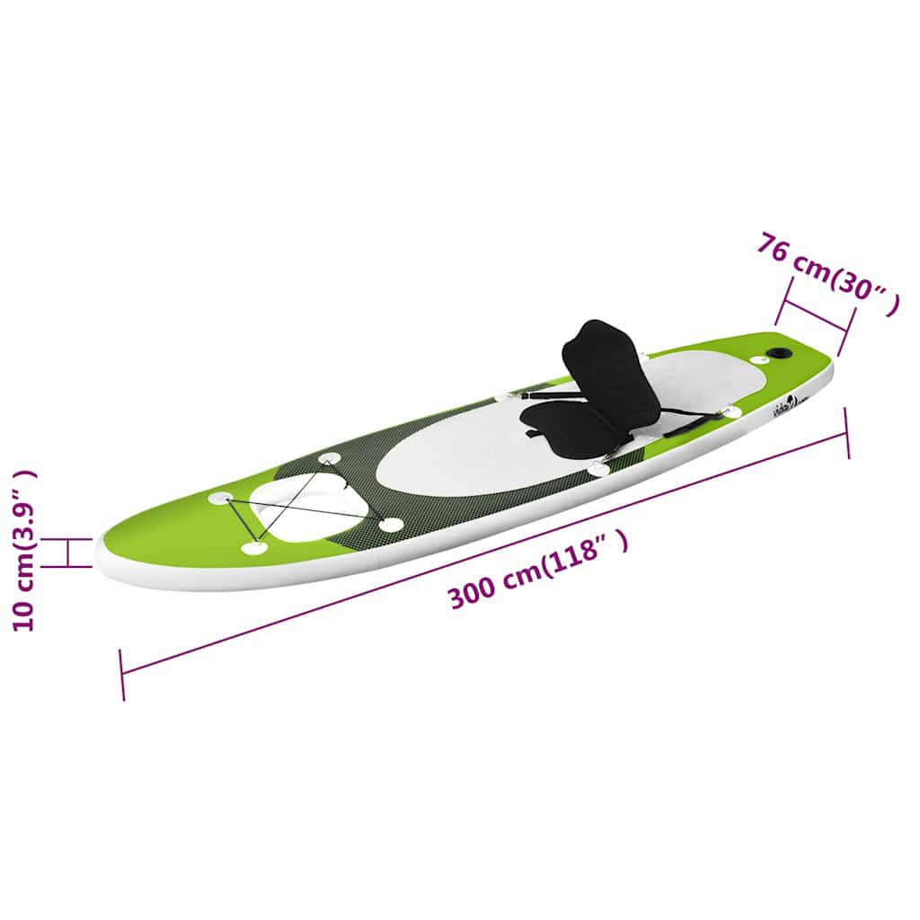 vidaXL Σανίδα SUP Φουσκωτή Σετ Πράσινη 300 x 76 x 10 εκ.