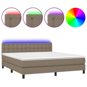 vidaXL &Kappa;&rho;&epsilon;&beta;ά&tau;&iota; Boxspring &mu;&epsilon; &Sigma;&tau;&rho;ώ&mu;&alpha; & LED Taupe 180x200 &epsilon;&kappa;. &Upsilon;&phi;&alpha;&sigma;&mu;ά&tau;&iota;&nu;&omicron;