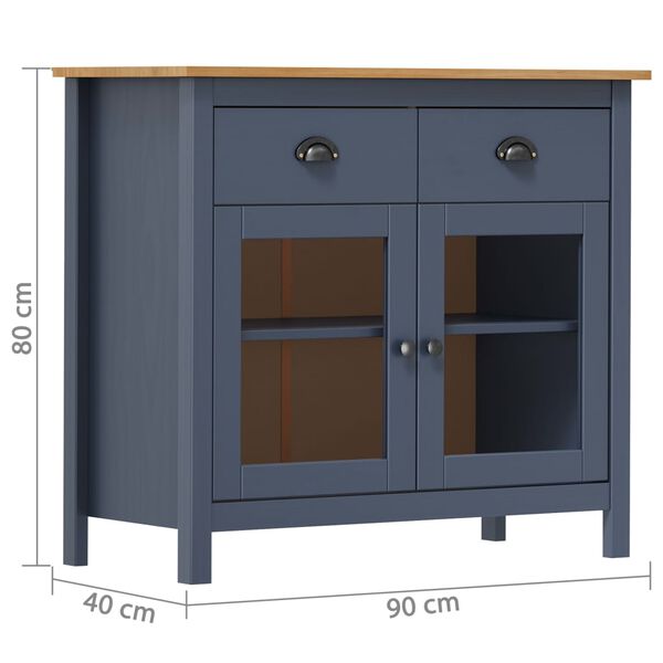 vidaXL Μπουφές Hill Γκρι 90x40x80 εκ. από Μασίφ Ξύλο Πεύκου