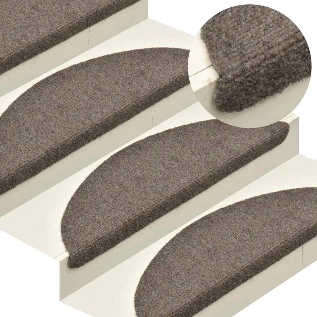 vidaXL Πατάκια Σκάλας Αυτοκόλ. 10 τεμ. Κρεμ 65x21x4 εκ. Βελονιασμένα
