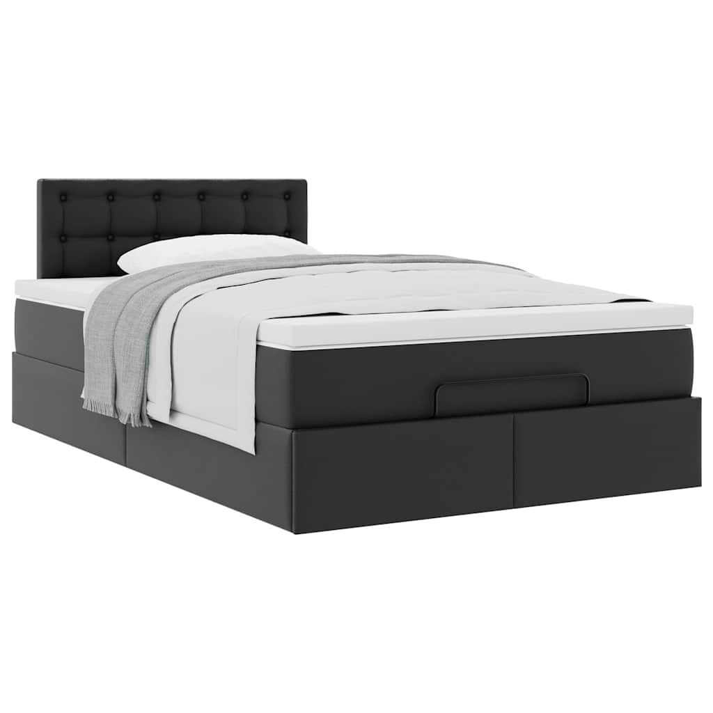 vidaXL Οθωμανικό κρεβάτι με στρώμα Μαύρο 120x190 cm Faux Leather