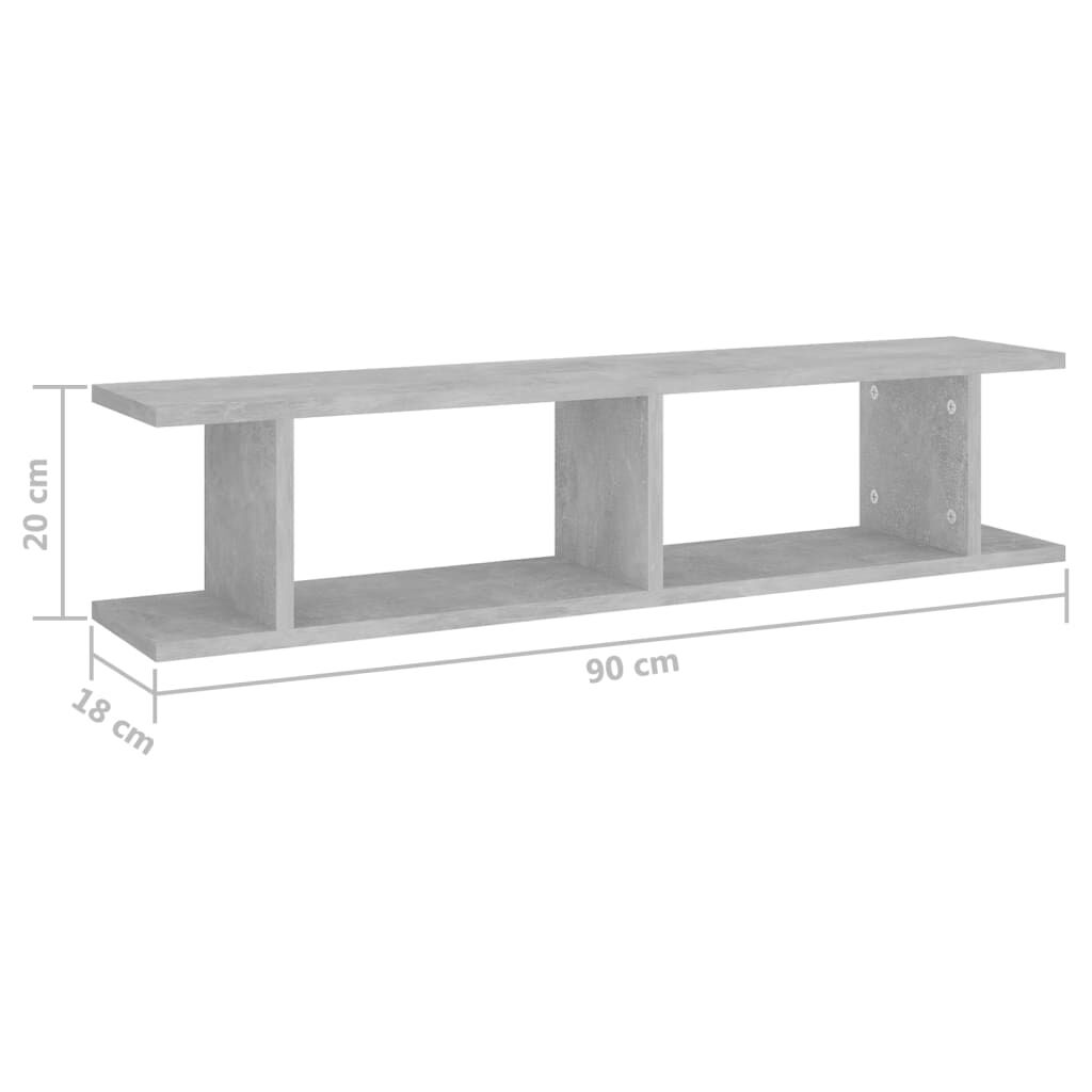 vidaXL Ραφιέρες Τοίχου 2 τεμ. Γκρι Σκυρ. 90 x 18 x 20 εκ. Μοριοσανίδα