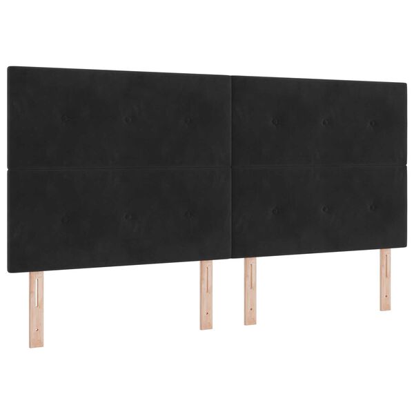 κρεβάτι Box Spring vidaXL με στρώμα Μαύρο 200x200 εκ Βελούδο