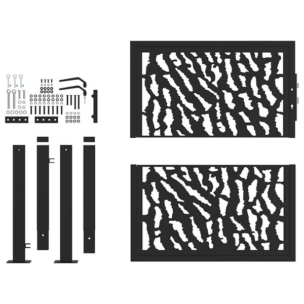 vidaXL Πόρτα Κήπου Μαύρη με Σχέδιο Ατσάλινης Γραμμής 105x106 εκ.