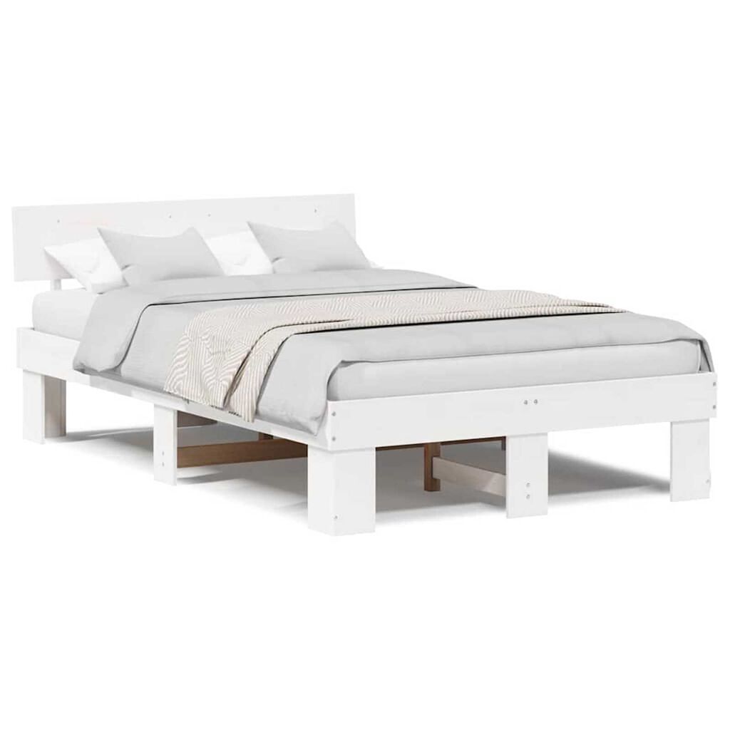 vidaXL Σκελετός Κρεβατιού Λευκό 120 x 190 cm Μασίφ ξύλο πεύκου