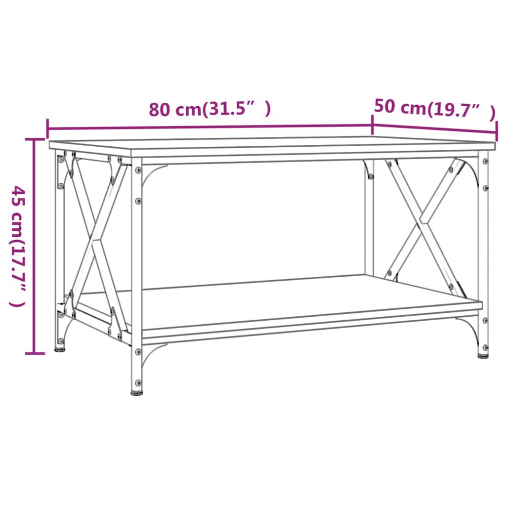 vidaXL Τραπεζάκι Σαλονιού Καπνιστή Δρυς 80x50x45 εκ. Επεξεργασμ. Ξύλο