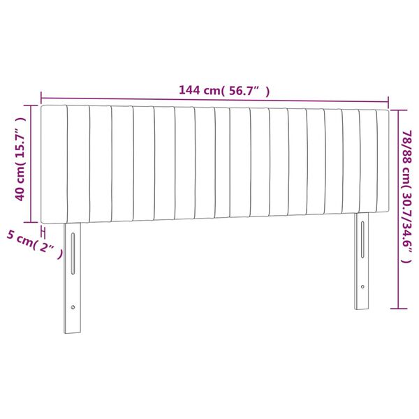 vidaXL Κεφαλάρια Κρεβατιού 2 τεμ. Αν. Γκρι 72x5x78/88 εκ. Βελούδινα