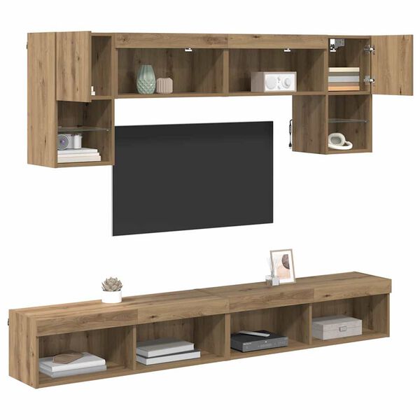 vidaXL &Mu;&omicron;&nu;ά&delta;&epsilon;&sigmaf; &Tau;&omicron;ί&chi;&omicron;&upsilon; &Tau;V &mu;&epsilon; LED 6 pcs Artisan Oak &Epsilon;&pi;&epsilon;&xi;&epsilon;&rho;&gamma;&alpha;&sigma;&mu;έ&nu;&omicron; &xi;ύ&lambda;&omicron;