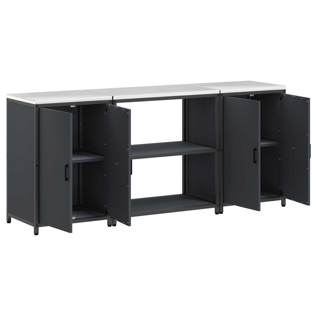 vidaXL Σετ Αποθήκευσης Κουζίνας με ράφι 3 pcs Ανθρακί 210 x 50 x 92 εκ