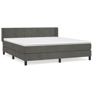 vidaXL Κρεβάτι Boxspring με Στρώμα Σκούρο Γκρι 180x200 εκ. Βελούδινο